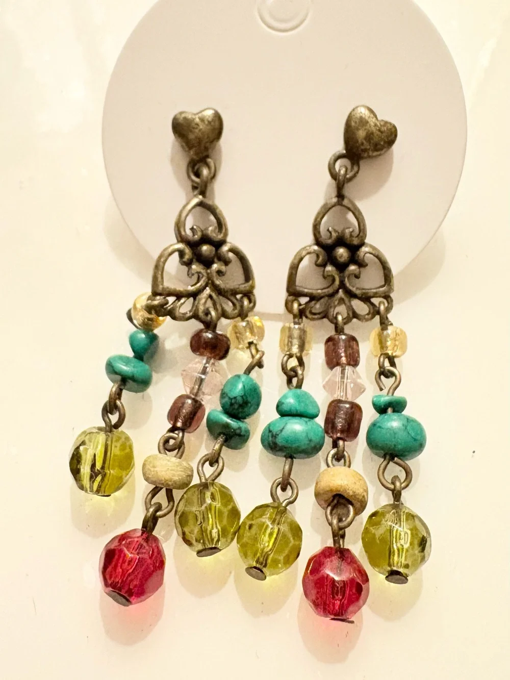 Premier Designs Bohemian Multicolor Beaded Dangle Earrings Antique Chandelier